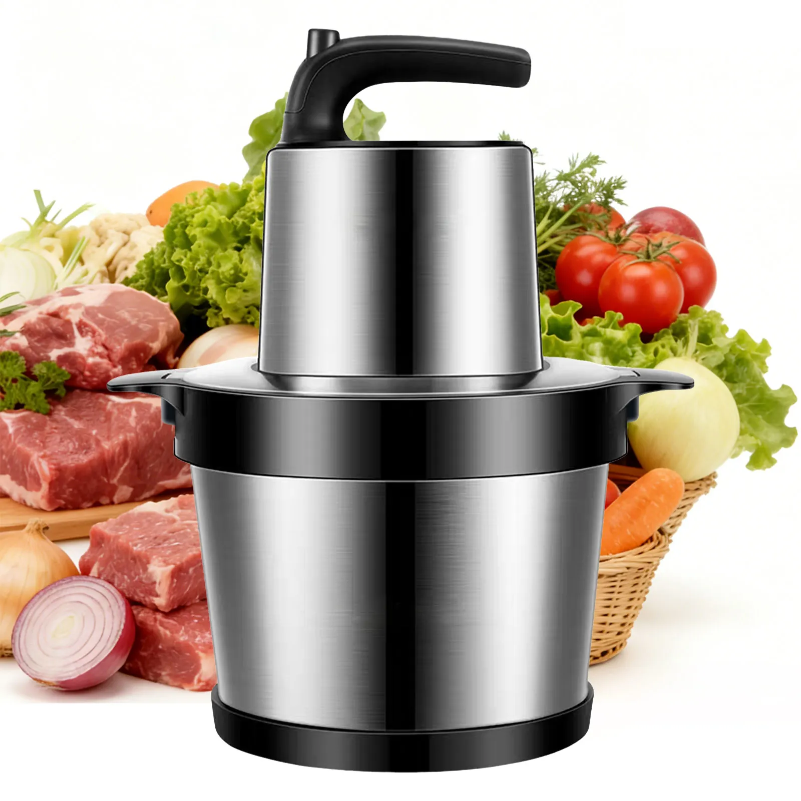 Hachoir à viande électrique 8L 4500W, Broyeur alimentaire en acier inoxydable robuste, Mixeur de cuisine pour la maison et la restauration