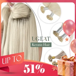 Ugeat Keratin Hair Extensions Human Hair Fushion Remy Hair 14-22