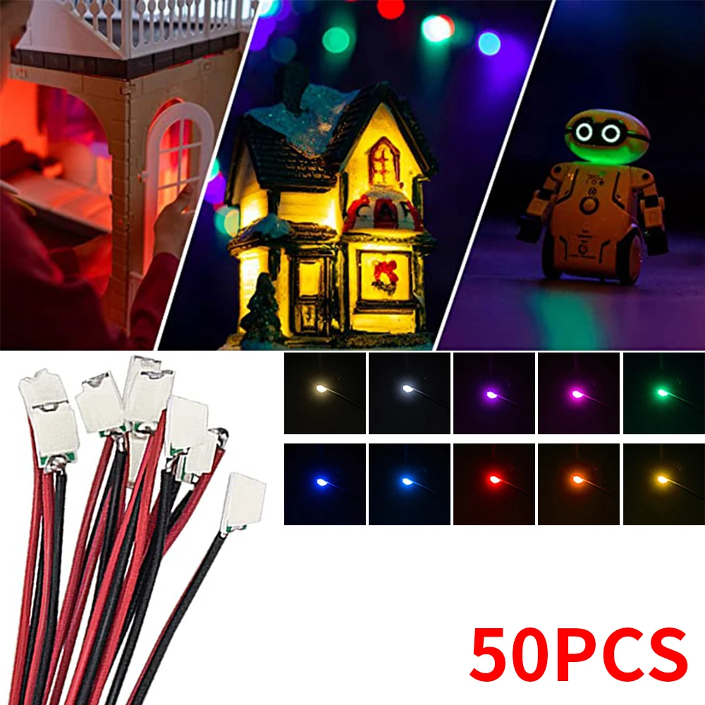 50pcs/Lot 0402 0603 SMD Lamp Wired Micro Led Pre-Soldered Micro Litz Wired Chip 3V 30cm Railway Model Scenes DIY Leads Wires