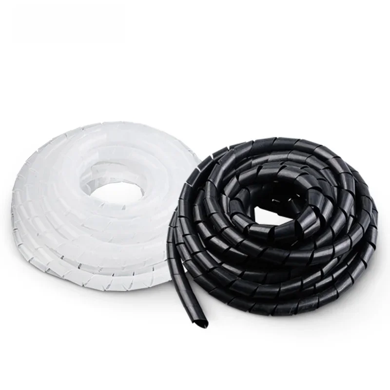 Manchon de câble, tuyau d'enroulement, emballage en spirale, organisateur de fil Transparent/noir, Tube de gaine, protecteur de gestion de bande en plastique 4-30MM