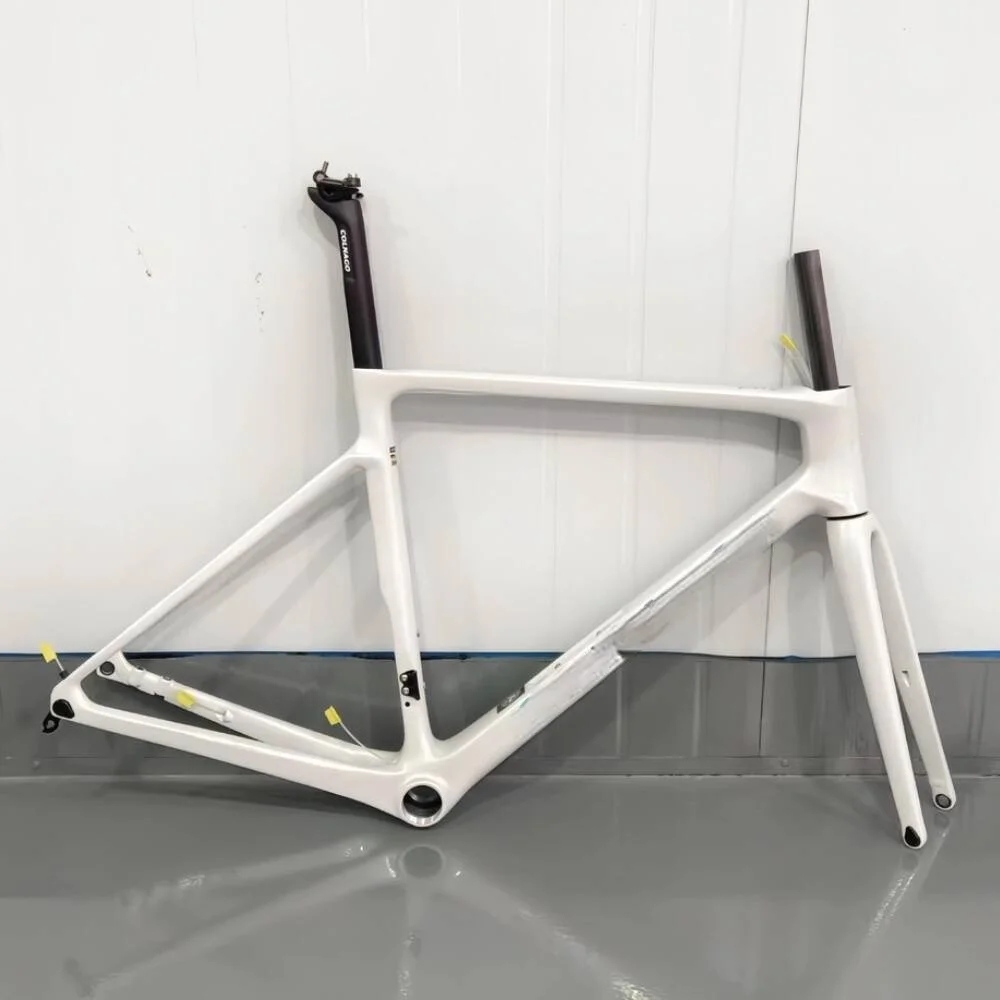 T1000 full carbon bike frameset ud glossy pear white disc cycling frame +handlebar+seatpost+fork 420 455 495 515  530 550 575mm