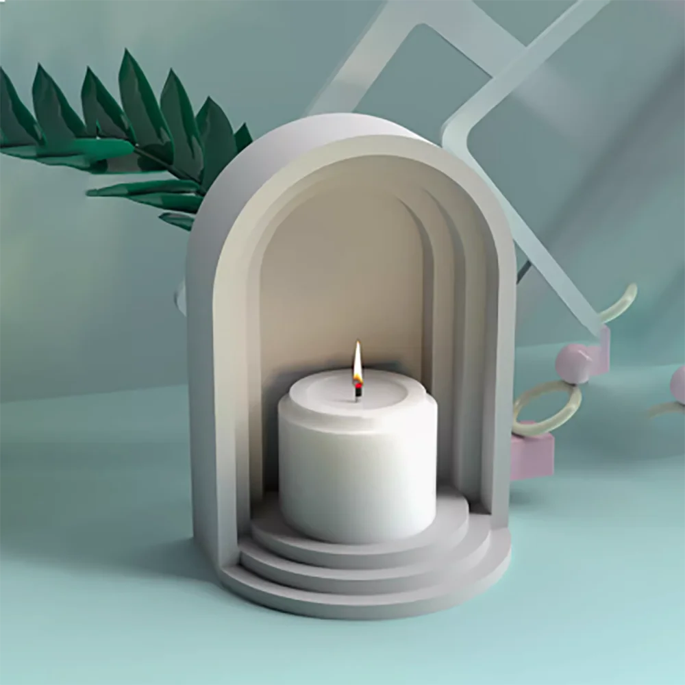 Nordic door creative shape aromatherapy candlestick silicone mold tabletop decoration DIY household gypsum candle holder mold