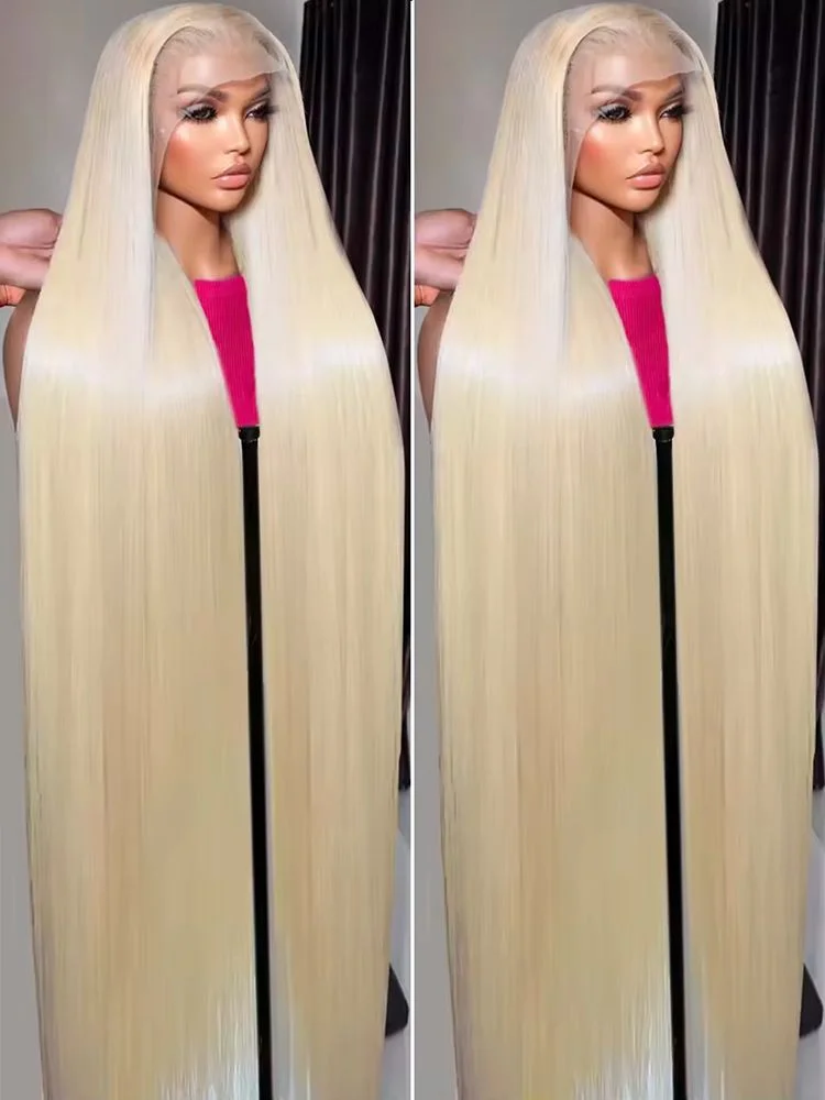 28인치 613 13x4 레이스 프론트 가발 인모 스트레이트 블론드 가발 인모 613 HD 투명 레이스 프론탈 가발 인모 프리플라이트