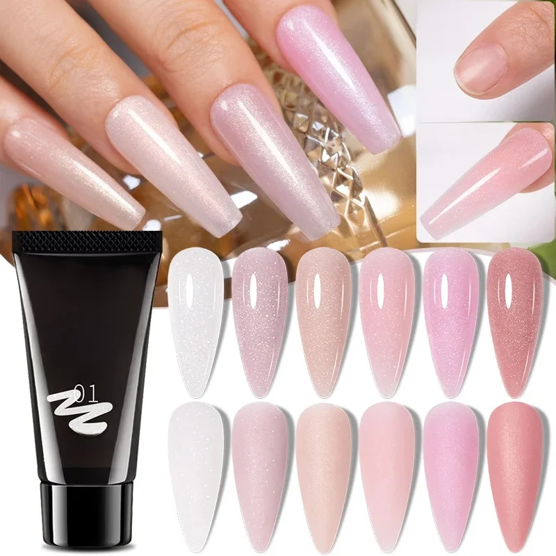 PUENTE 30ML paillettes Poly ongles Gel Hema gratuit rose paillettes acrylique Gel doigt Extension ongles Gel Semi-Permanent UV vernis à ongles