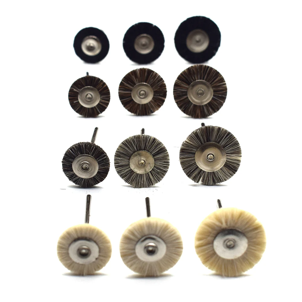 10PCS 19mm/22mm/25mm Polishing Brush Wheel Soft White Goat Hair Rotary Tools Jewelry Buffing Cleaning Accessories