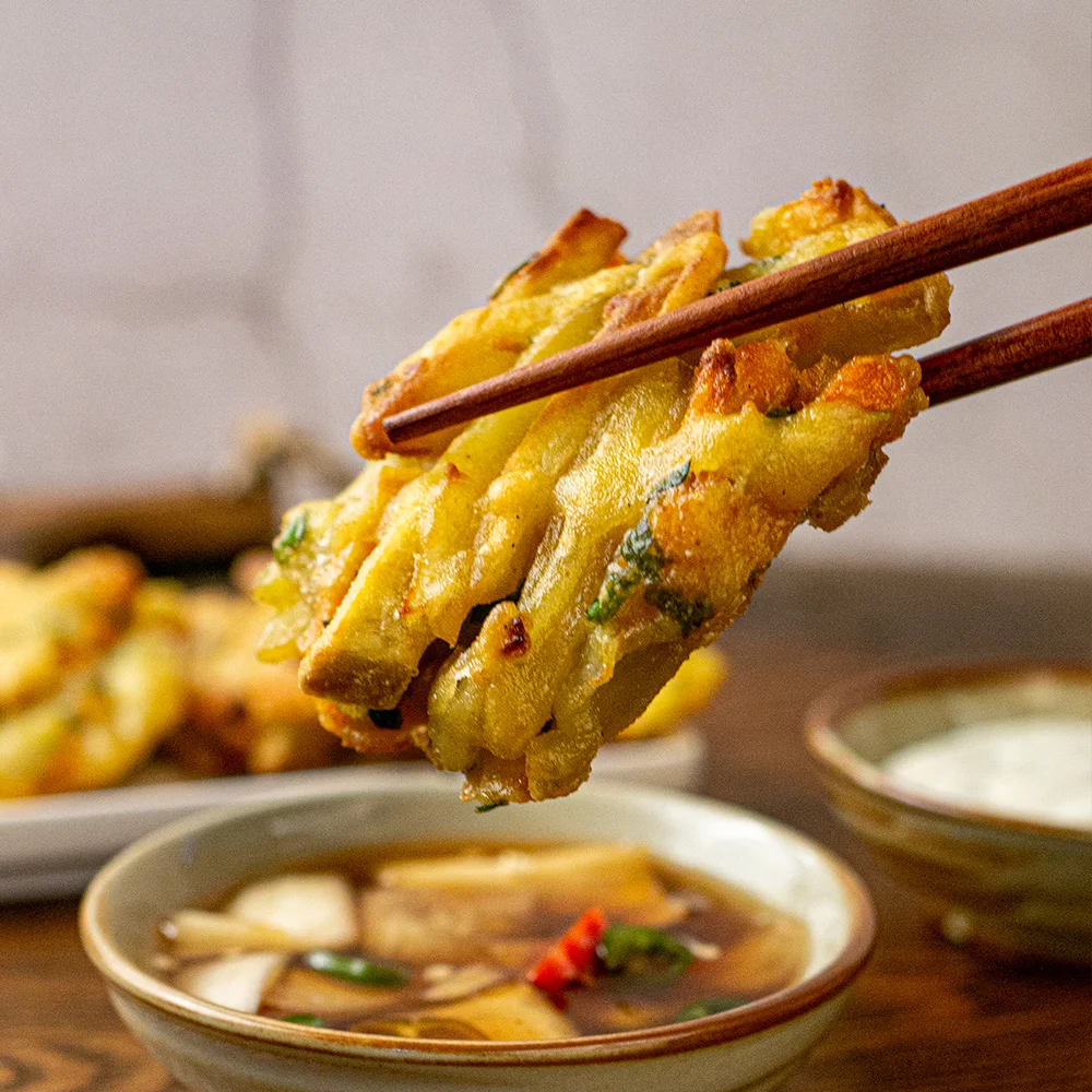 Crispy Handmade Vegetable Fritters, 1kg - Perfect for Snacks, Tteokbokki, and Air Fryers