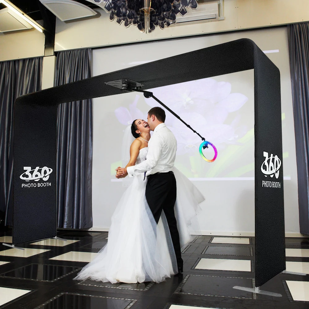 7-15ppl Portable photo booth 360 selfie overhead 360 photo booth automatic with ring light,Free Logo,for parties wedding event