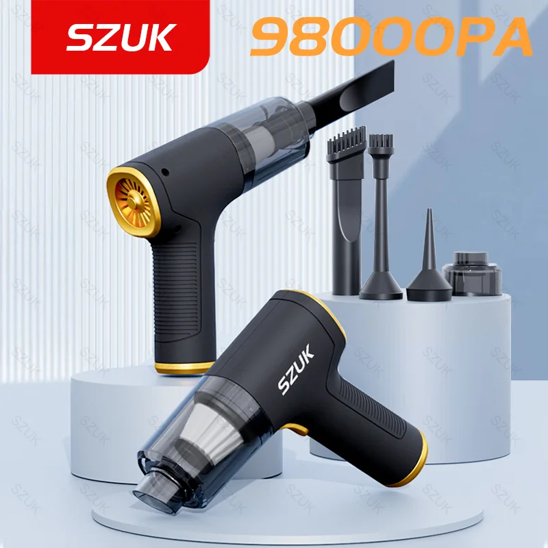 SZUK 98000PA Car Vacuum Cleaner Mini Powerful Portable Cleaning Machine Handheld for Car Home Appliance  Wireless Cleaner