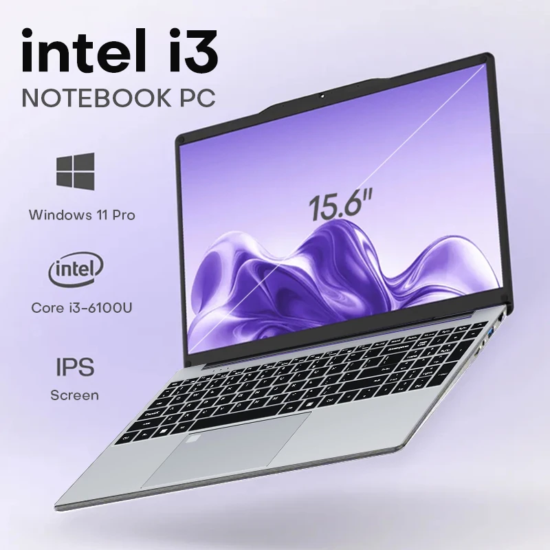Portátil Xiaman de 15.6 Pulgadas, Intel Core i3 6100U, 16GB RAM, 1TB SSD, Office, Windows 11 Pro, con Teclado Retroiluminado y Lector de Huellas Dactilares