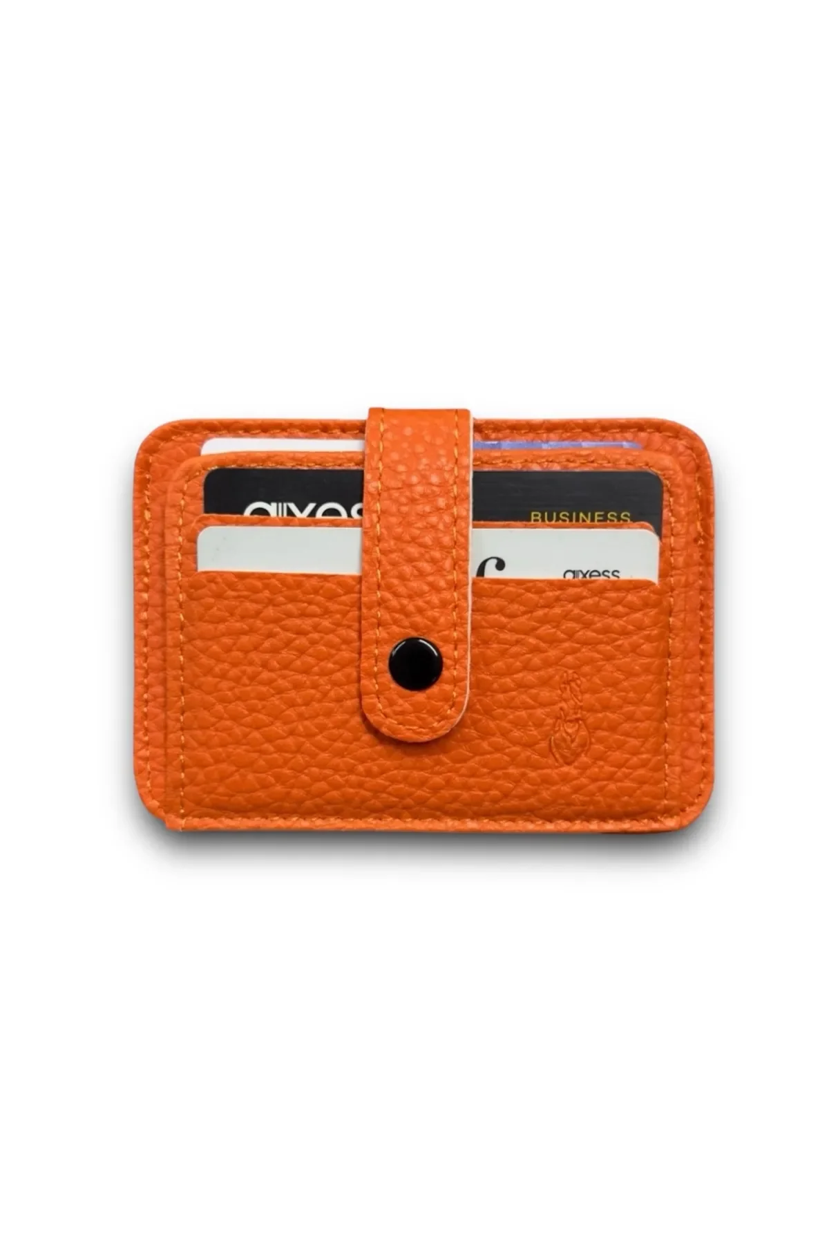 Vegan Leather Unisex Orange Card Holder - Stylish Design, with Gift Package