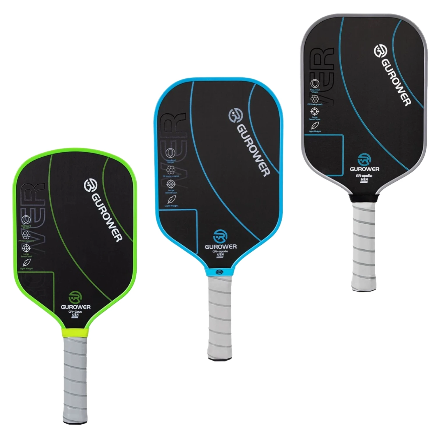 Gurower Thermoformed T700 Pickleball из углеродного волокна, весло 16 мм, ручка 5,5 дюйма, гибридная форма, текстура сердечника Gen2, профессиональная поверхность