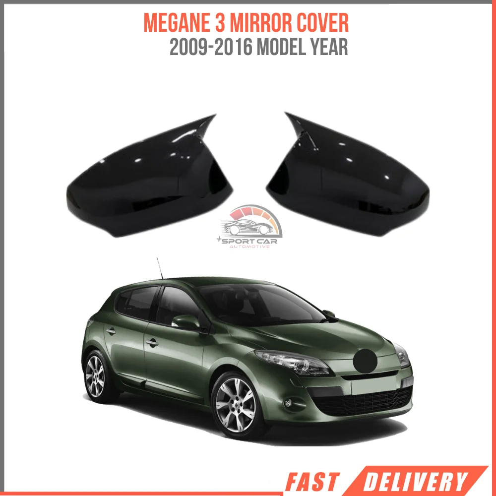 Mirror cap for Renault Megane 3, glossy black, piano black, left and right, Megane 2009 2016 mirror caps-Free Shipping