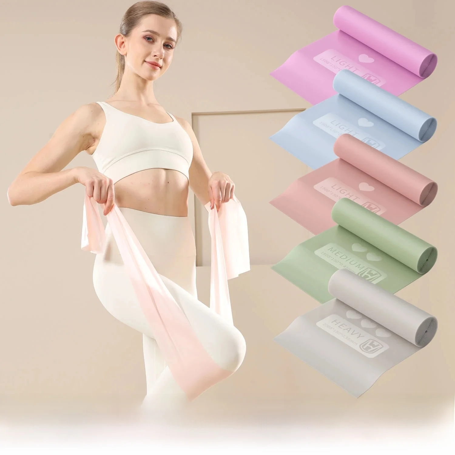 WOSWEIR-Yoga rallye sangle de résistance pour l'étirement à la maison dames débutant corps Fitness danse latine bande d'aide extensible