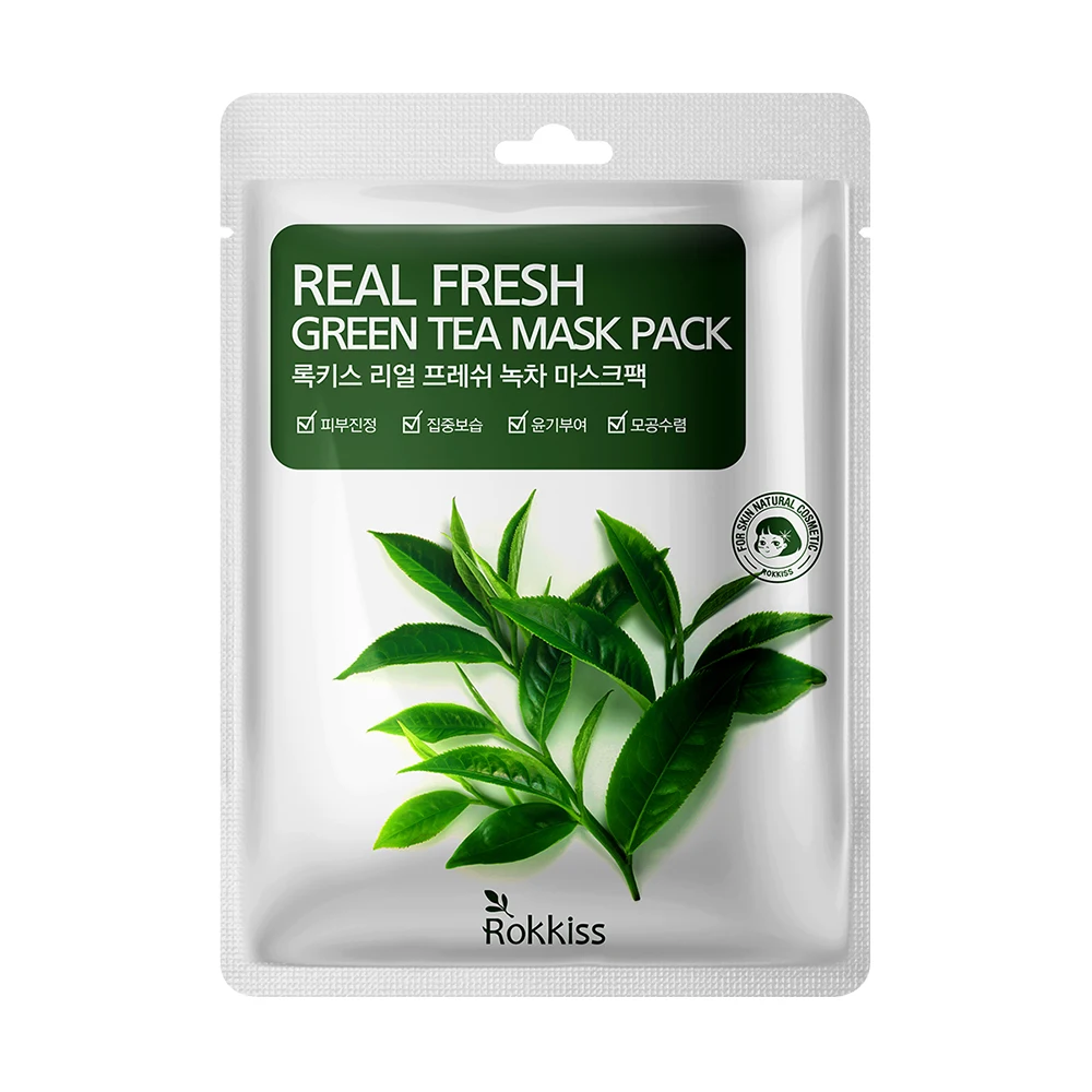 Rokkiss Real Fresh Green Tea Mask Pack 50pieces, 23g