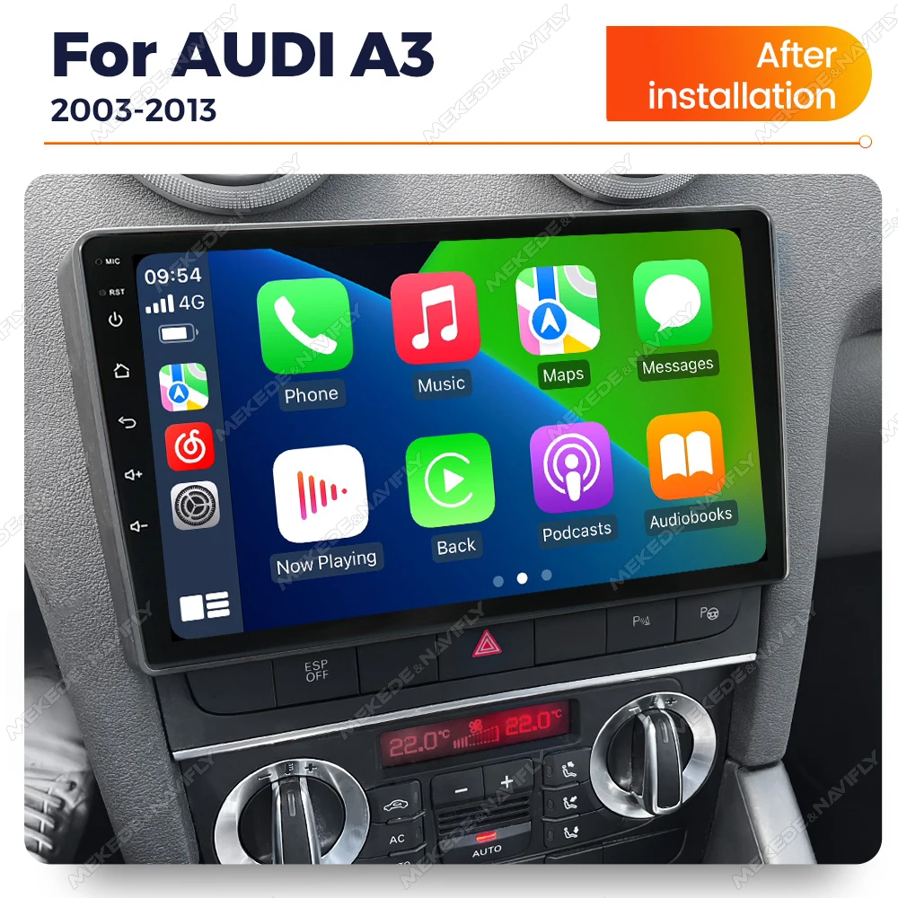 9 Inch Android 14 HD Screen Car Radio Stereo For Audi A3 8P 2003-2013 2 DIN Multimedia Video Player FM Autoradio Carplay NO DVD