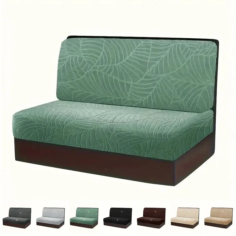 2 stks/set Bladeren Jacquard RV Dinette Kussenhoezen Elastische Armloze Bank Hoes Stretch Rv Camper Auto Bench Seat Cover - afbeelding 2