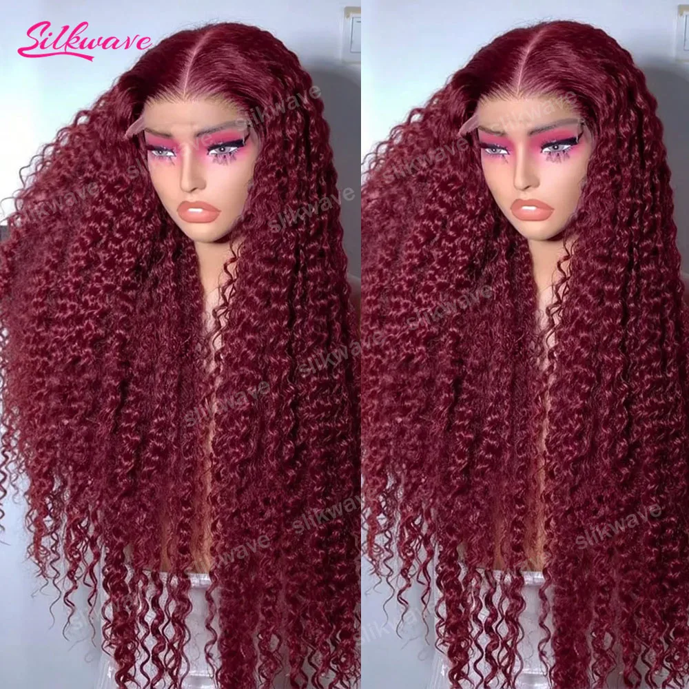 

30 Inch Wine Red 99j Burgundy Curly 13x6 Hd Lace Front Human Hair Wig For Women 13x4 Deep Wave Hd Lace Frontal Wig 200% Density