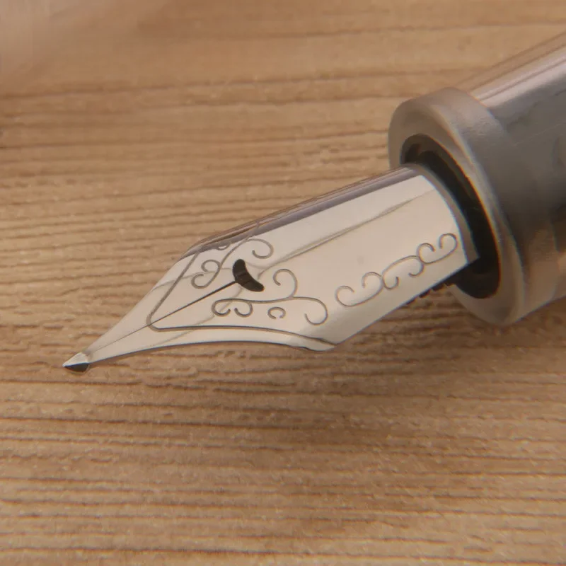 1PC Naginata pióro wieczne jINHAO 9016 przezroczysty biały Spin 1.5MM biurowe artykuły szkolne długopisy atramentowe — zdjęcie produktu 7