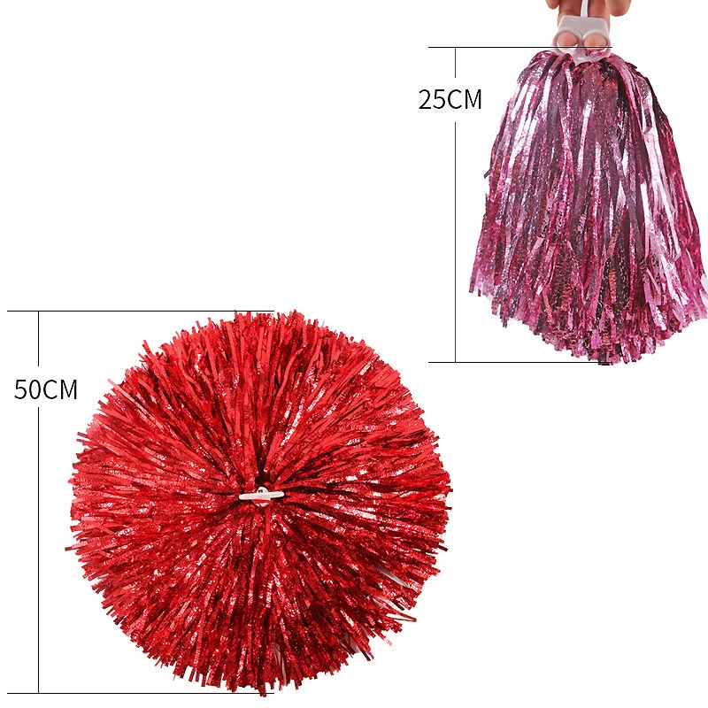 5 Pair Bright Metallic Color Fine Filament Pompom Cheerleading Big Match Pom Club Dance Props Bouquet Team Sports Game Cheering