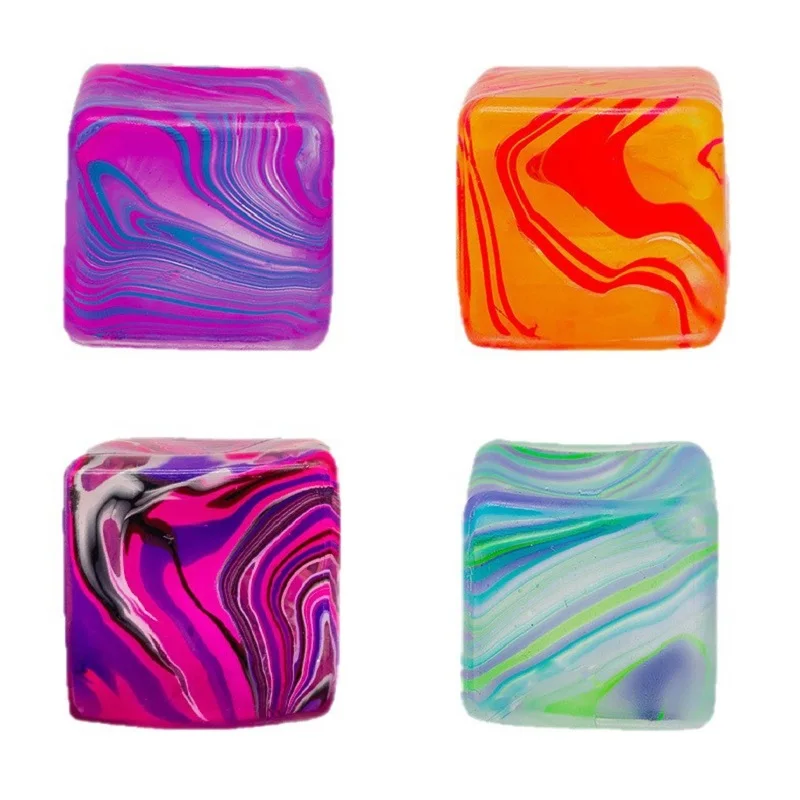 Malt Sugar Stress Squishy Toy Marble Pattern Flow Ice Cube Sensory Fidget Stretchable Squeeze Reliever for Kids Adults Anxiety
