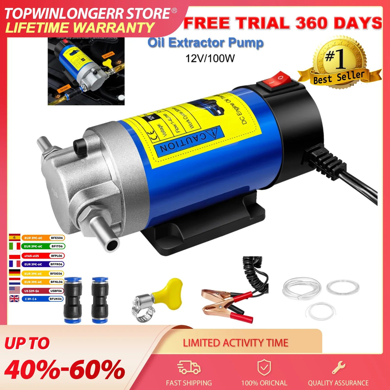 12V 100W Ölabsaugpumpe, Verbesserte Motoröl-Extraktionspumpe, Diesel-Transferpumpe mit 3 Leitungen – für Auto, Wohnwagen, Boot, Landwirtschaft & Maschinen