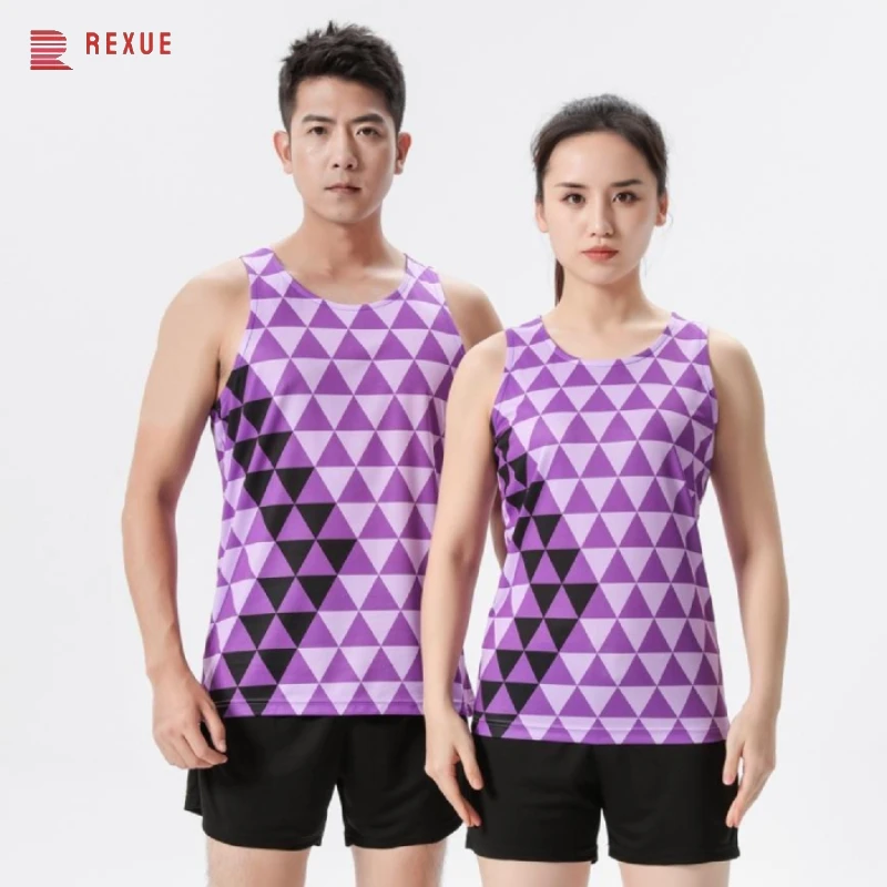 

Summer Sports Vest Set Men Women Sleeveless Tank Top Quick Dry Sportswear Marathon Sleeveless Jogging Singlet+Shorts 2 Pcs