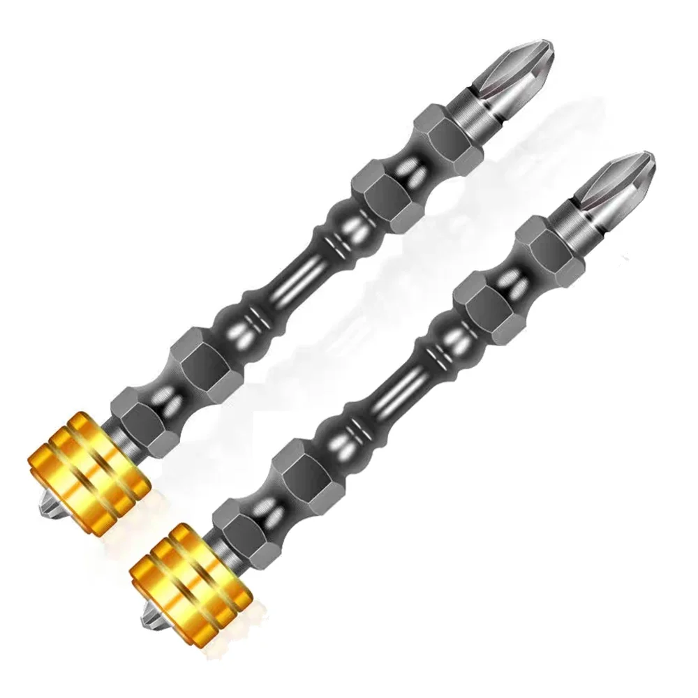 2 Piece 65mm Nunchuck Magnet Screwdriver with Metal Magnet Ring Electric Drill Tungsten Steel Phillips Bit Screwdriver