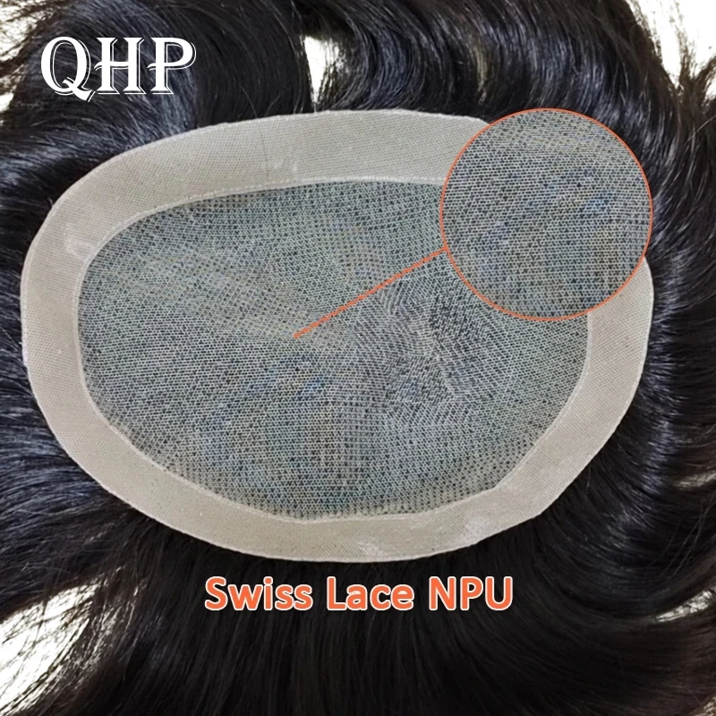 Men Toupee 100%  Real Human Hair Lace And Npu Wig For Men Australia Capillary Prosthesis 6inch Indian Hair Replacement  System