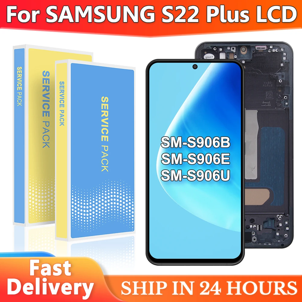 

S22p Screen For Samsung S22 Plus 5G Display S906B S906U S906W S906N LCD Touch Screen Digitizer Assembly S22+ Screen With Frame