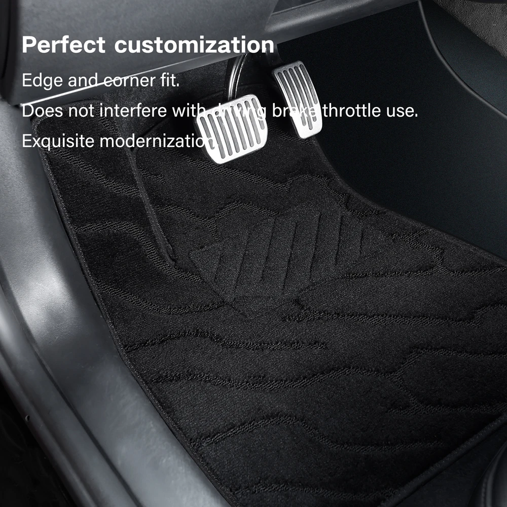 Carpet Floor Mats for 2017-2024 Tesla Model 3, Premium All Weather Anti-Slip Waterproof Floor Liners,Black Automotive Carpet