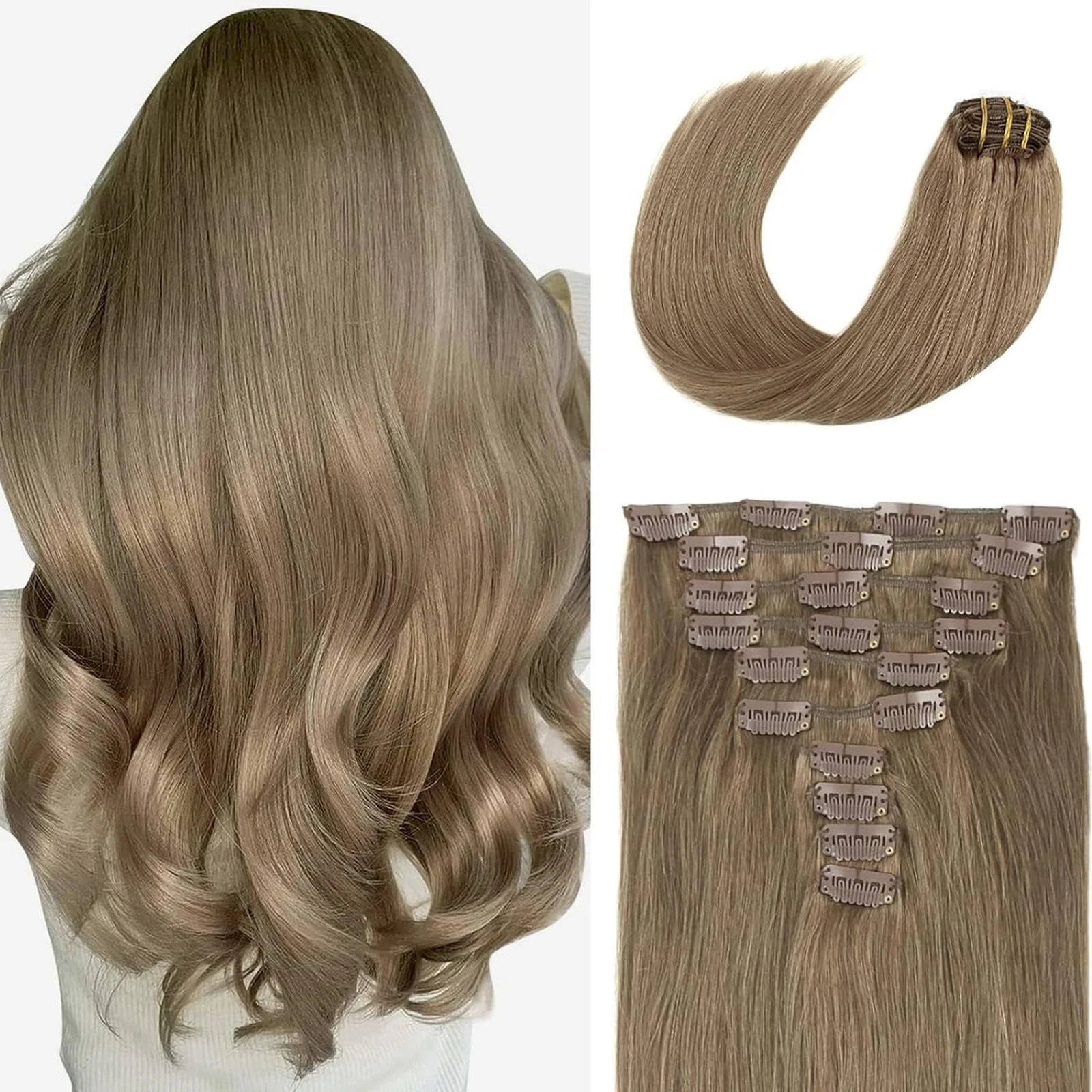 

Sixstarhair Clip in hair extension 10Pcs 160G and 220G/Pack 20'22' natural 100 human hair extensions clip ins For Women