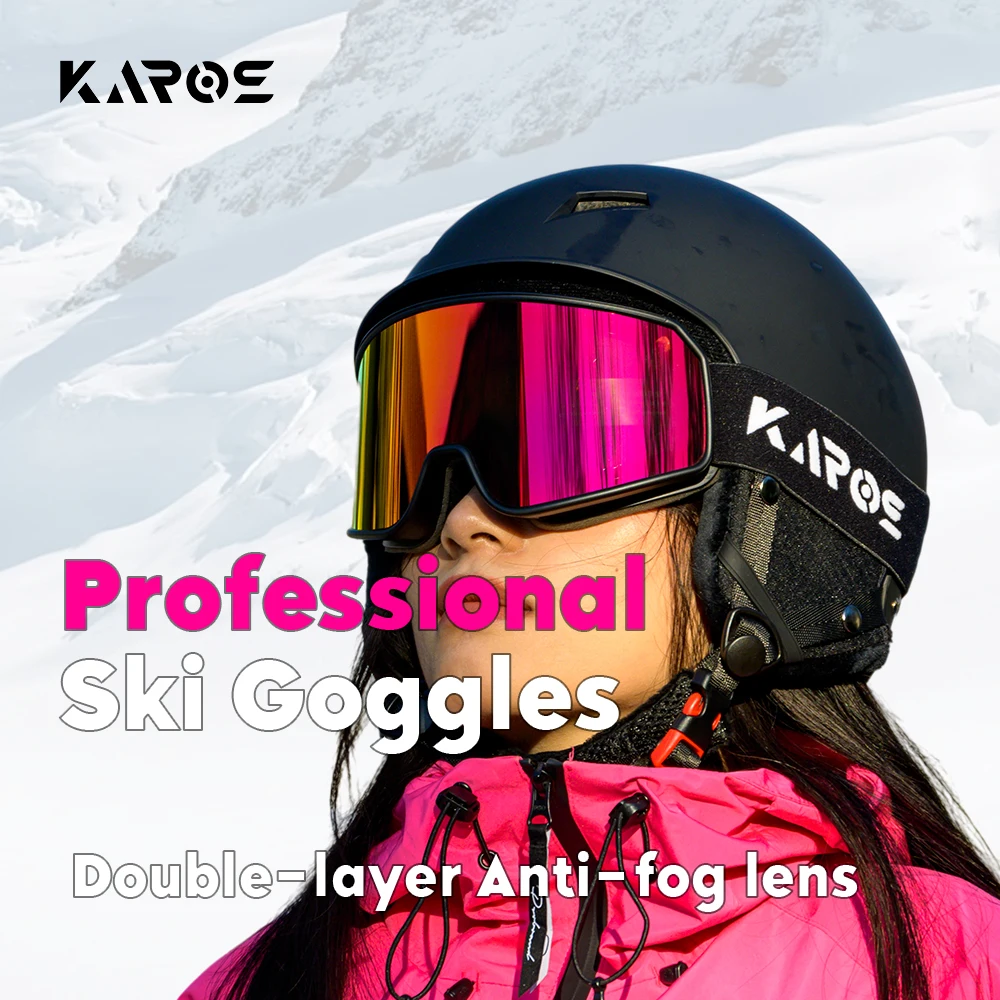 KAROS Ski Goggles Double Layers Anti-fog Big Skiing Mask Snowboard Eyewear Outdoor Men Women UV400 Winter Glasses Snow Goggles