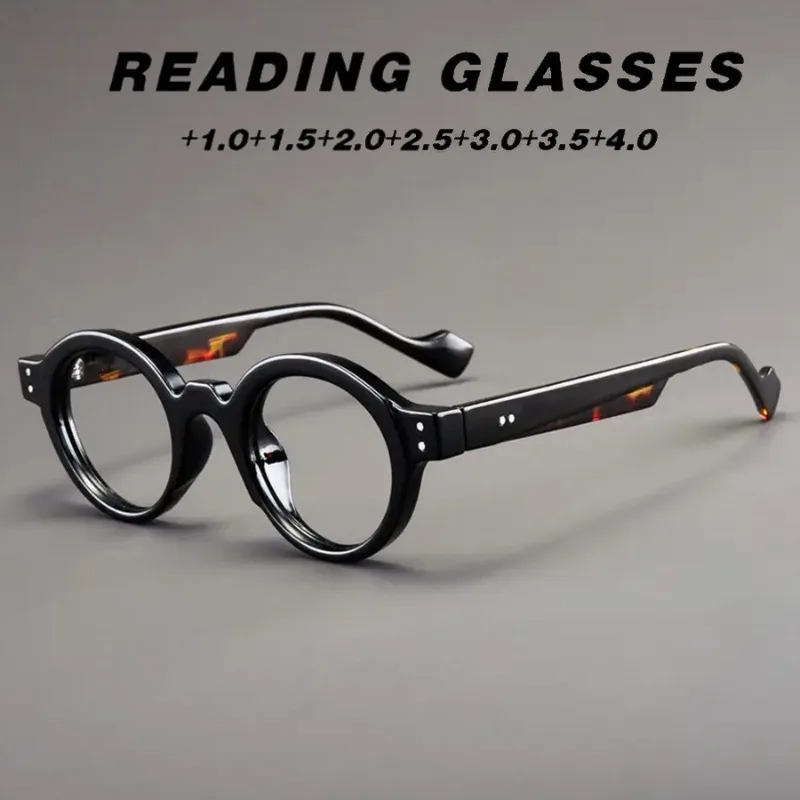 Vintage Reading Glasses Unisex Men Small Round Magnifing Lens Hyperopia Eyepiece Presbyopia Glasses 0+1+1.5+2.0+2.5+3.0+3.5+4.0