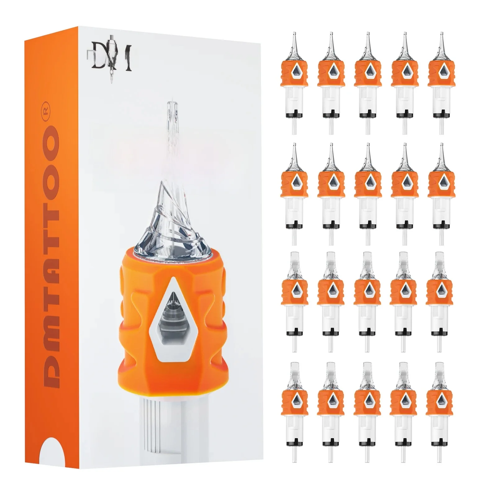 DM 20PCS Oranje Cartridge Tattoo Naalden RL RS RM M1 Wegwerp Gesteriliseerde Veiligheid Tattoo Naald voor Cartridge Machines Grips