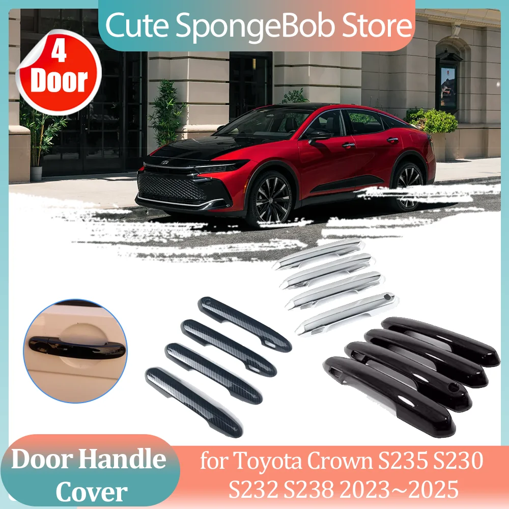 

Handle Cover for Toyota Crown Sport S236 S235 S230 S232 S238 2023~2025 Carbon Fiber Black Door Sticker Trim Strip Accessories