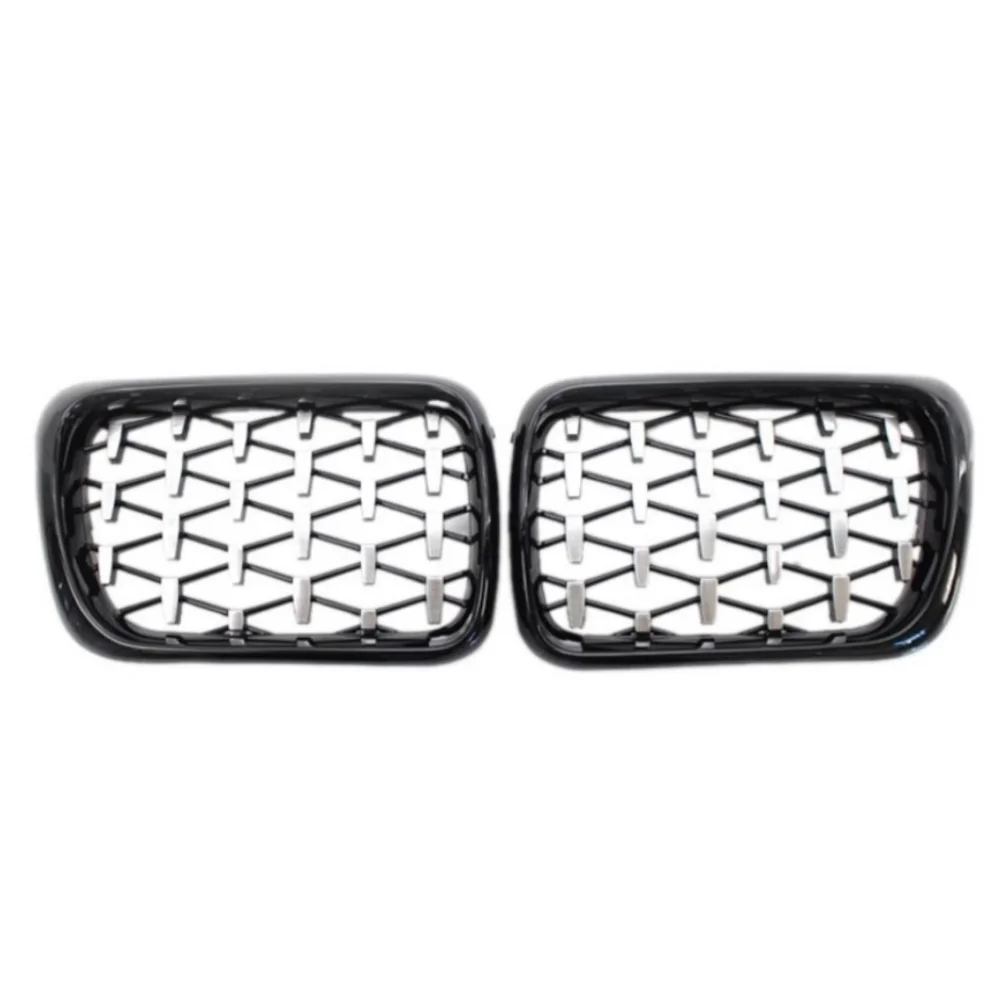 Front Kidney Grille Glossy Black ABS Chrome Detailed For BMW 3 Series E36 1997-1999 Bumper Hood Grills Tuning ExteriorParts