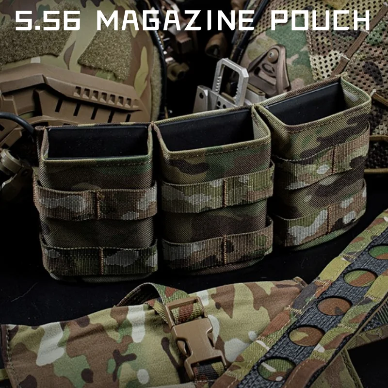 

Tactifans Triple Medium 5.56 M4 KYWI Magazine Pouch Insert Open Malice Clip Strap 500D Nylon Tactical Hunting Airsoft Equipment