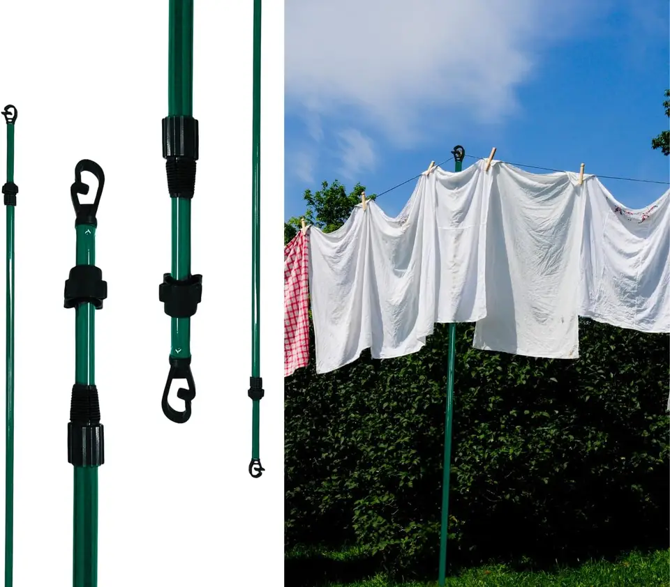 Extendable Galvanised Washing Line Prop for Outdoors