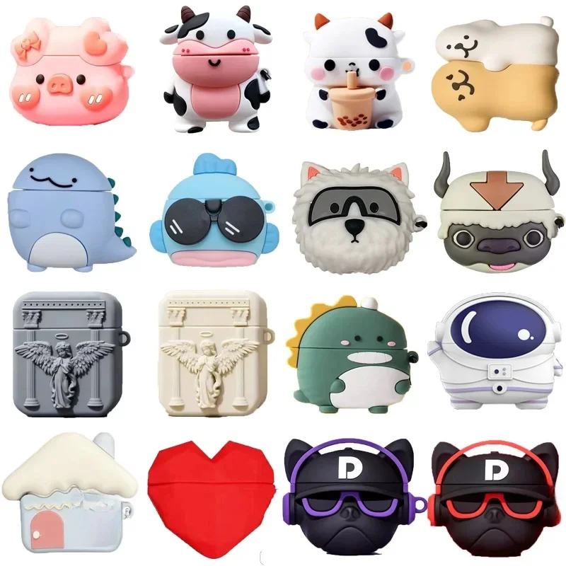 Étui AirPods Pro 2 en silicone, dessin animé d'animaux, étui de protection pour AirPods 1 2 3 2021, housse 3D mignonne, boîte de chargement de prévention