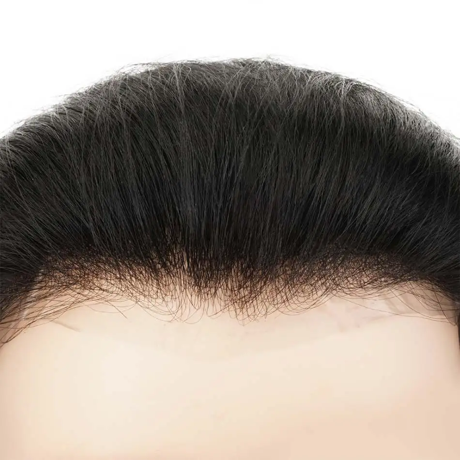 Front Männer Toupet Herren Perücke Natürliche PU Haaransatz Menschliches Haar Stück Dünne Haut Remy Haar System Einheit Prothese Patch Freies