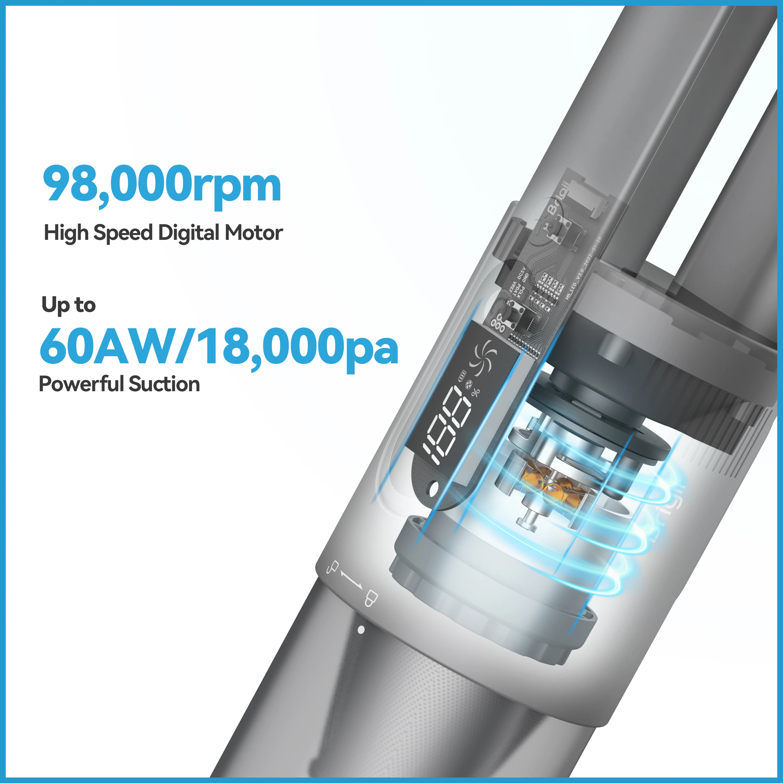 Brigii High-Speed Handheld Staubsauger, Auto Vakuum Cordless mit 18000Pa Leistungsstarke Saug; Zwei Power Modi