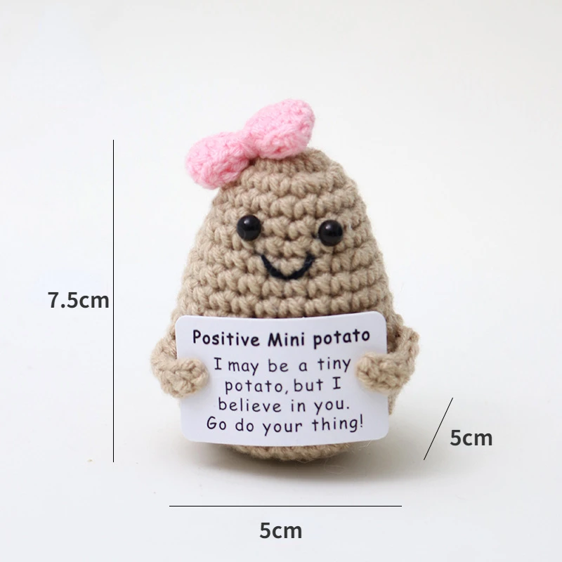DIY Positive Card Knitted Potato Doll, Funny Positive Energy Egg Pendant, Crocheted Ornaments, Home Decoration, Festive Gifts view 6