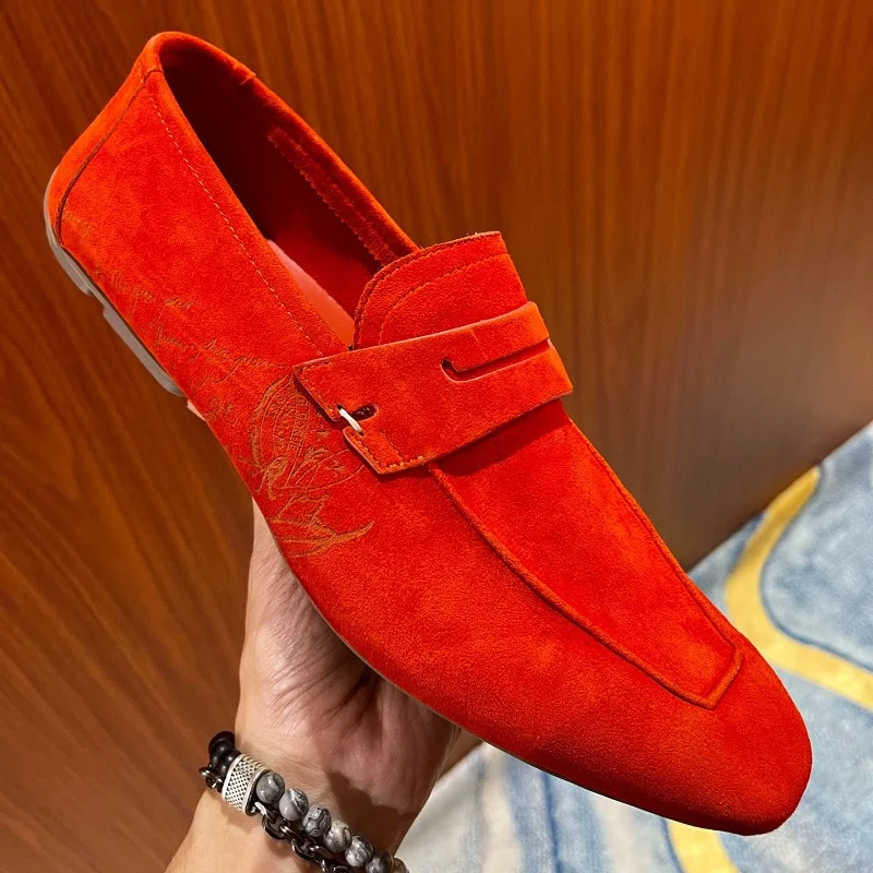 Luxury Men's Loafer Shoes European American Suede Cover Flat Handmade Fashion Business Casual Comfortable Light Lazy Shoes