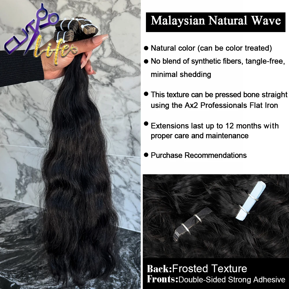 Natural Wave Tape in Extensions Skin Weft Cuticle Remy Body Wave 30 Inch Tape in Hair Extensions For Balck Women 20 Pcs