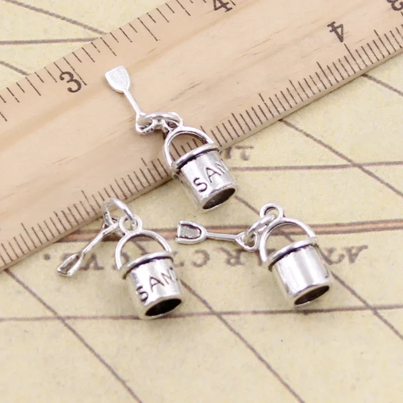 10 sztuk Charms Shover i wiadro piasek na plaży 15x8mm tybetański kolor srebrny wisiorki antyczne tworzenie biżuterii DIY Handmade Craft — zdjęcie 2
