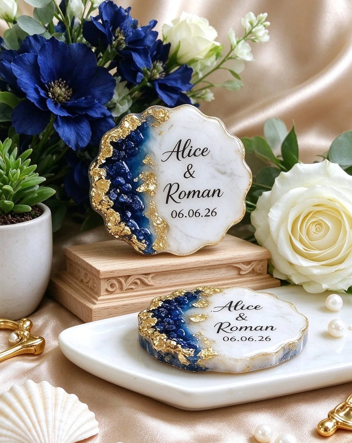 Custom Name Wedding Magnet Favors, Personalized Epoxy Resin Magnets, Bulk Bridal Shower Favors, Wedding Keepsake Gifts for Guest