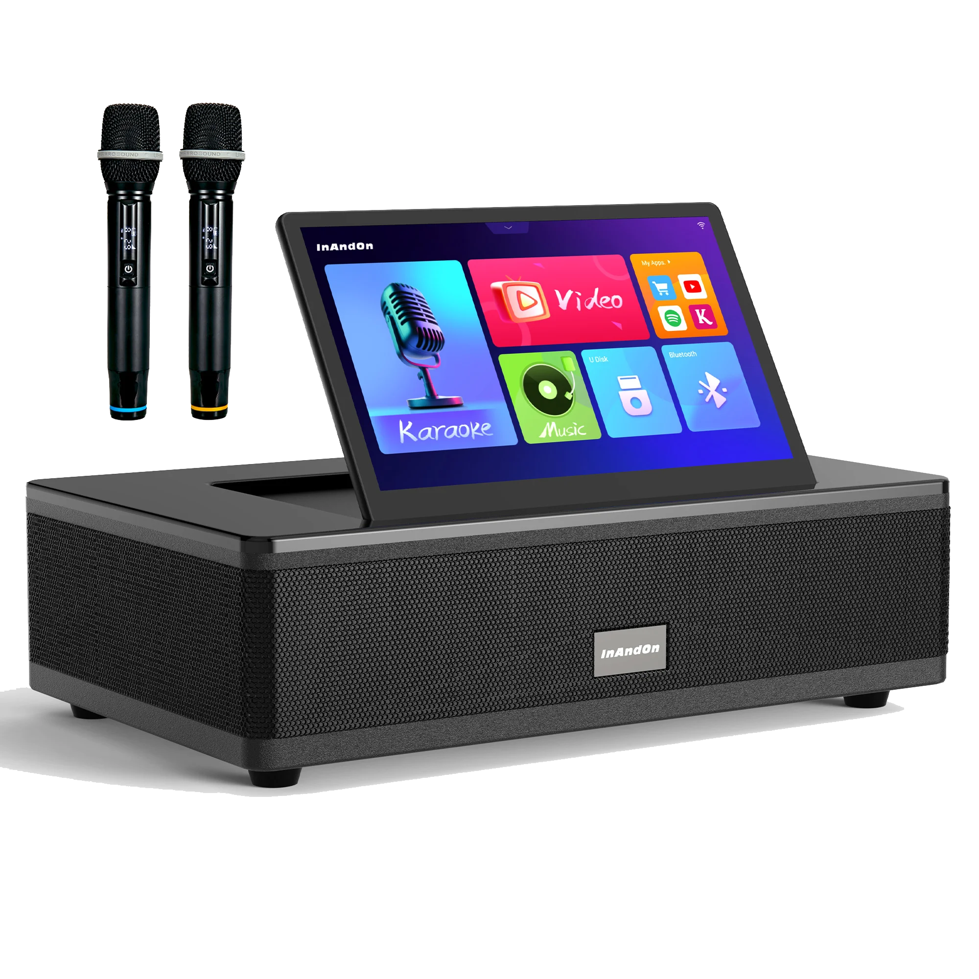 

InAndOn M6 Karaoke Machine 12.2" Touch Screen 800W Speaker 2 Wireless Mics YouTube Cloud Library Bluetooth WiFi Home KTV System