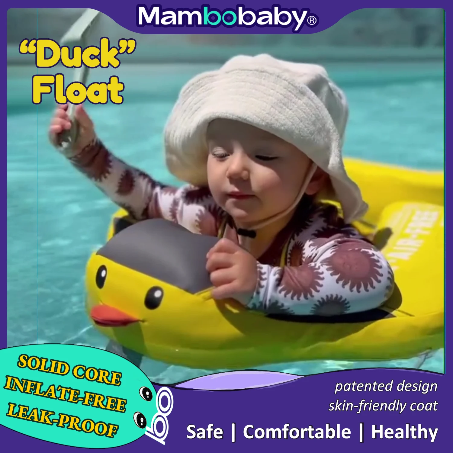 Mambobaby Baby Duck Float Pool Lying Swim Floating For Infant Non-Inflatable Swimming Circle Play Water Toys For 3-24 Months