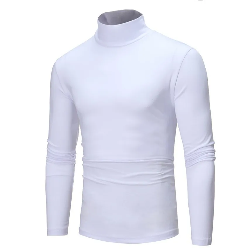 2022 Autumn Winter Men's Thermal Long Sleeve Roll Turtleneck T-Shirt Solid Color Tops Male Slim Basic Stretch Tee Top T-shirts