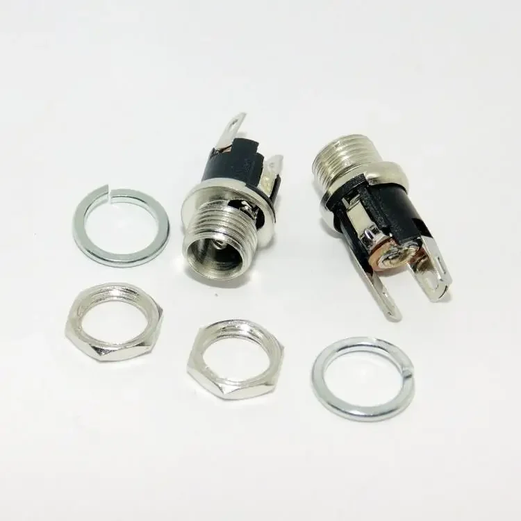 10 szt. 5,5-2,1 MM 5,5 * 2,1 Gniazdo DC z nakrętką Gniazdo zasilania DC Żeńskie złącze do montażu panelowego — zdjęcie 2